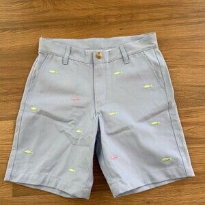 TBBC NWT Boys Chino Shorts Size 10 Blue Fish Embroidered Adjustable Waist